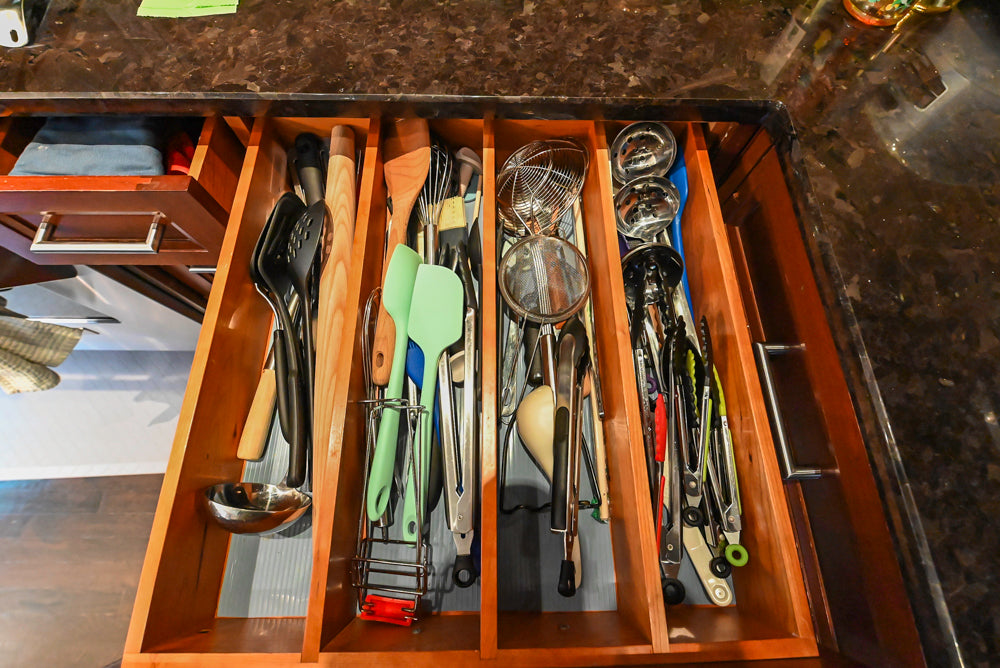 Stylish Dark Wooden Transitional Kitchen with Appliances & Island