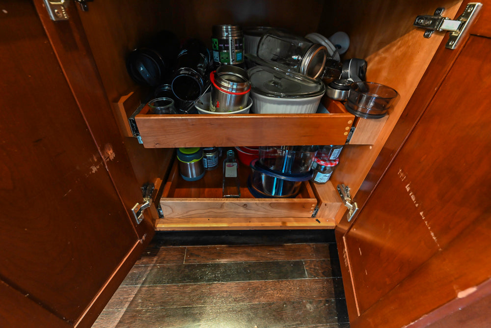 Stylish Dark Wooden Transitional Kitchen with Appliances & Island