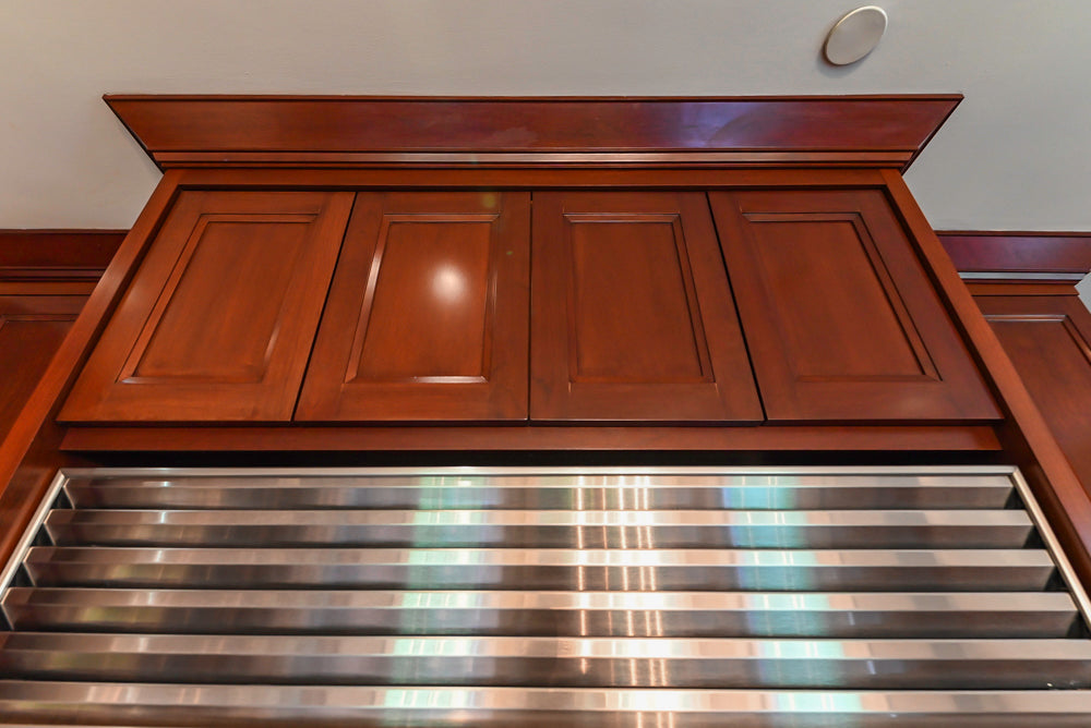 Stylish Dark Wooden Transitional Kitchen with Appliances & Island