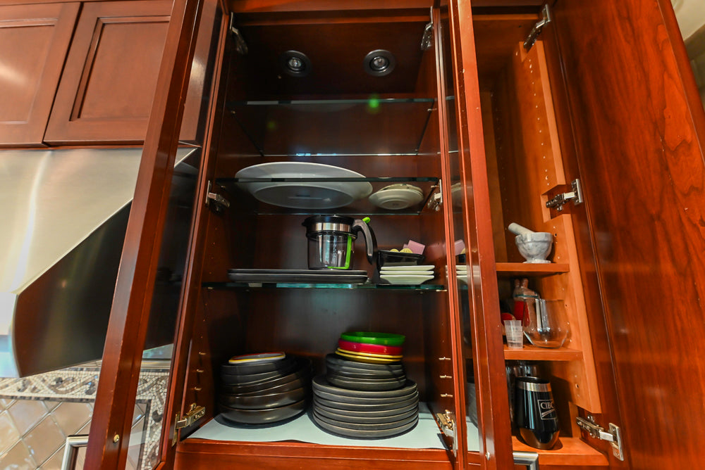 Stylish Dark Wooden Transitional Kitchen with Appliances & Island
