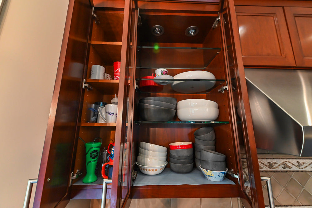 Stylish Dark Wooden Transitional Kitchen with Appliances & Island