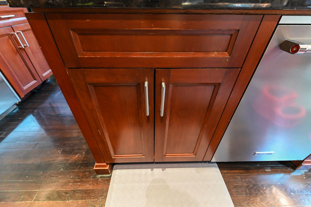 Stylish Dark Wooden Transitional Kitchen with Appliances & Island