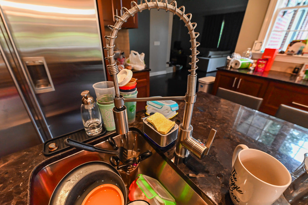 Stylish Dark Wooden Transitional Kitchen with Appliances & Island
