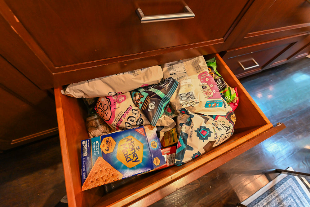 Stylish Dark Wooden Transitional Kitchen with Appliances & Island