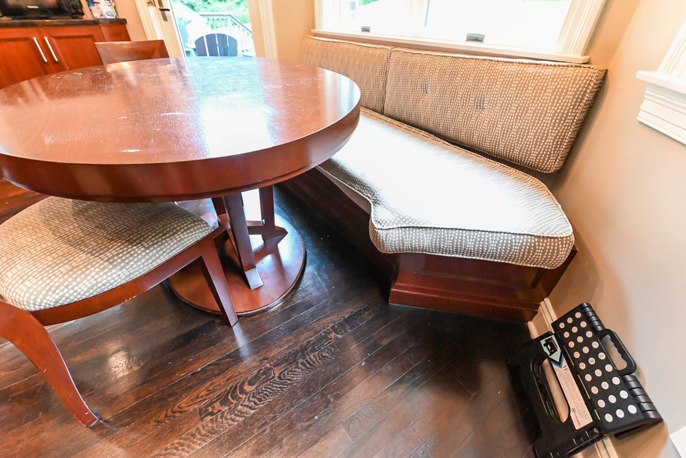 Stylish Dark Wooden Transitional Kitchen with Appliances & Island