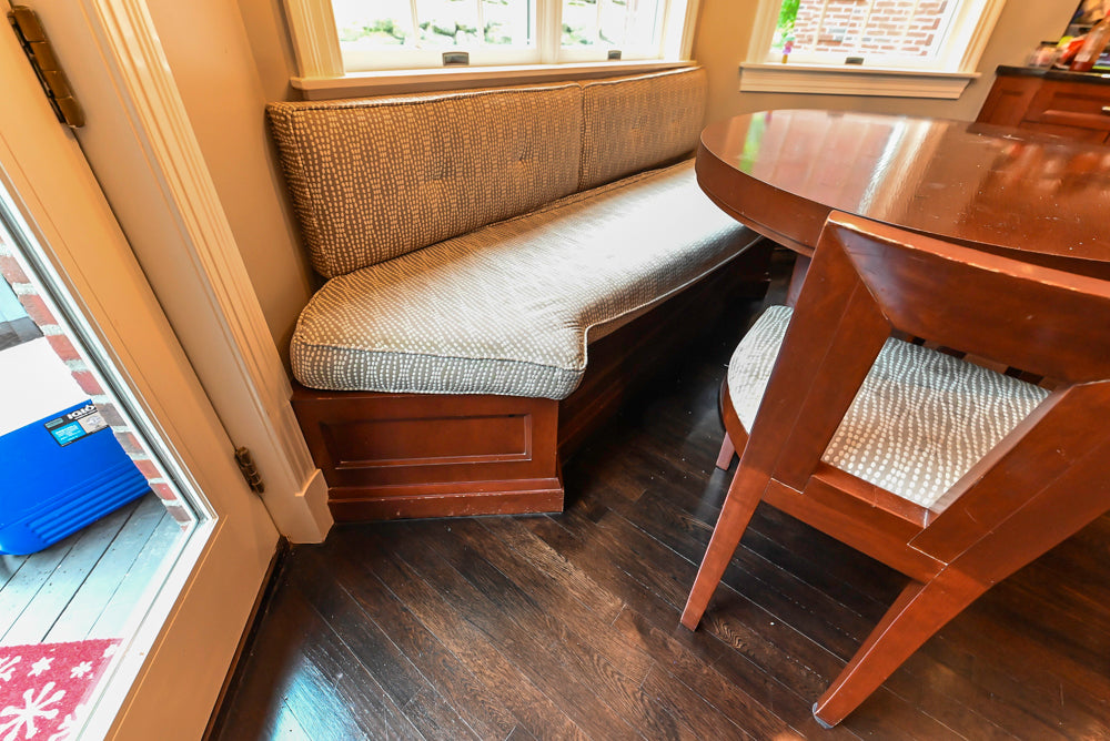 Stylish Dark Wooden Transitional Kitchen with Appliances & Island