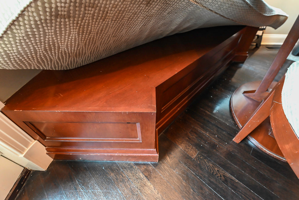 Stylish Dark Wooden Transitional Kitchen with Appliances & Island