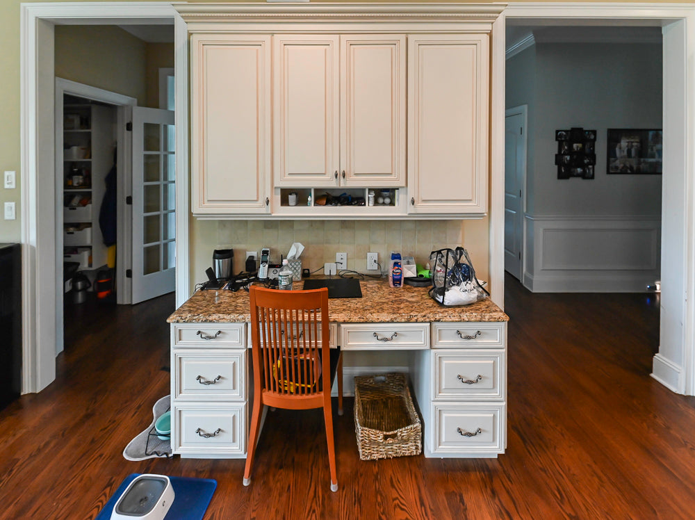 Oh My Omega: Traditional White Kitchen with Pantry, Desk Area & Appliances