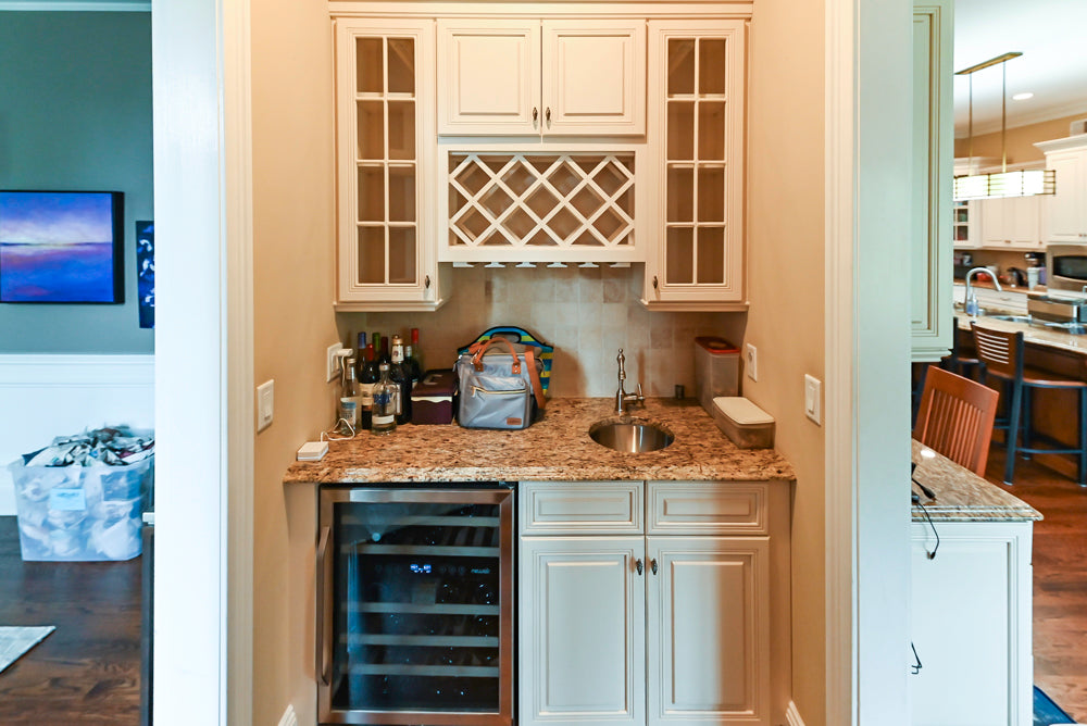 Oh My Omega Traditional White Butler's Pantry with Built-In Wine Rack