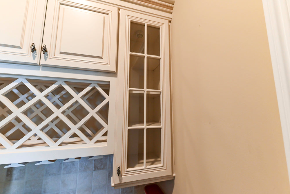 Oh My Omega Traditional White Butler's Pantry with Built-In Wine Rack