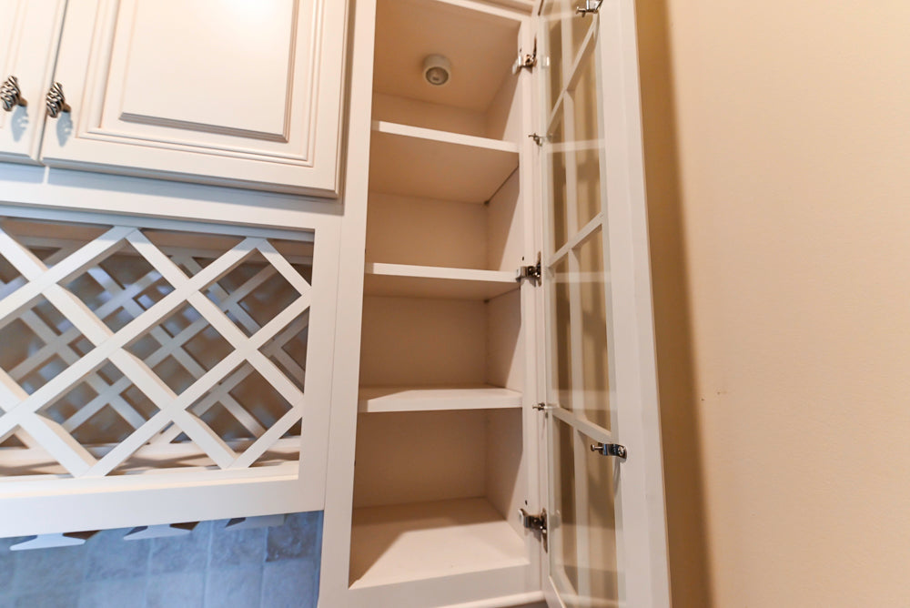 Oh My Omega Traditional White Butler's Pantry with Built-In Wine Rack