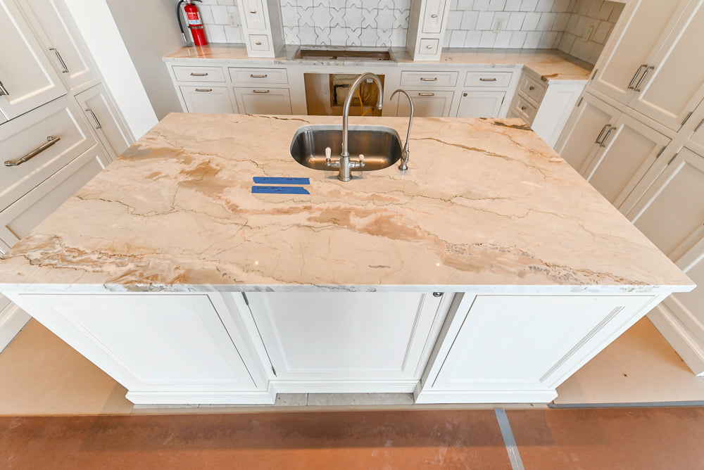 Traditional All-White Quartz Kitchen with Island