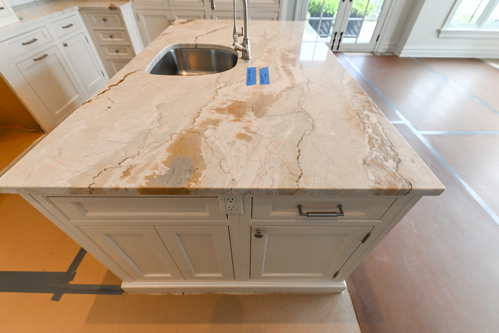 Traditional All-White Quartz Kitchen with Island