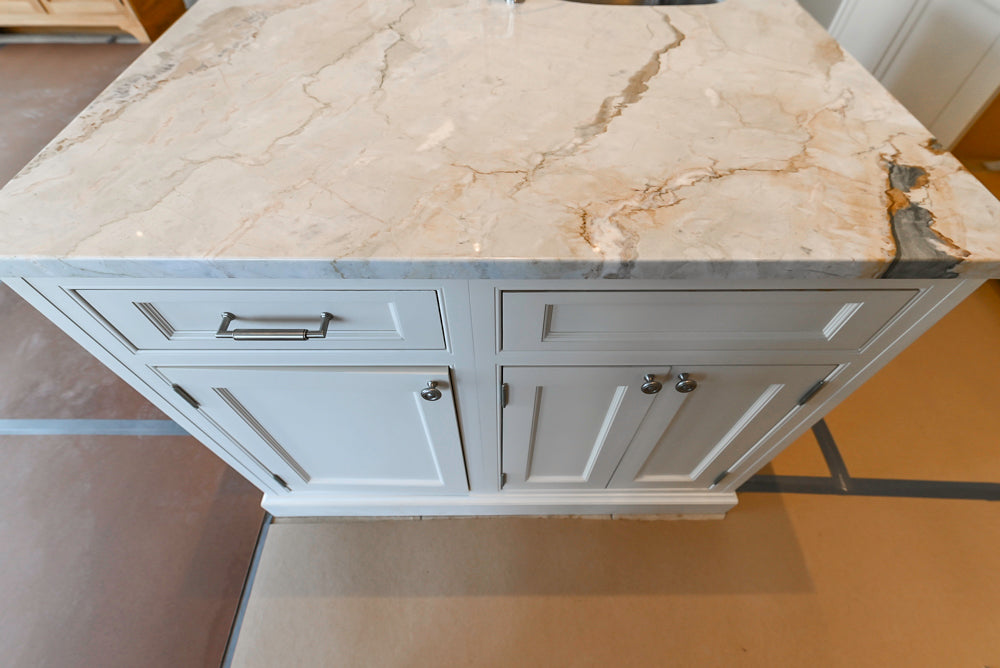 Traditional All-White Quartz Kitchen with Island