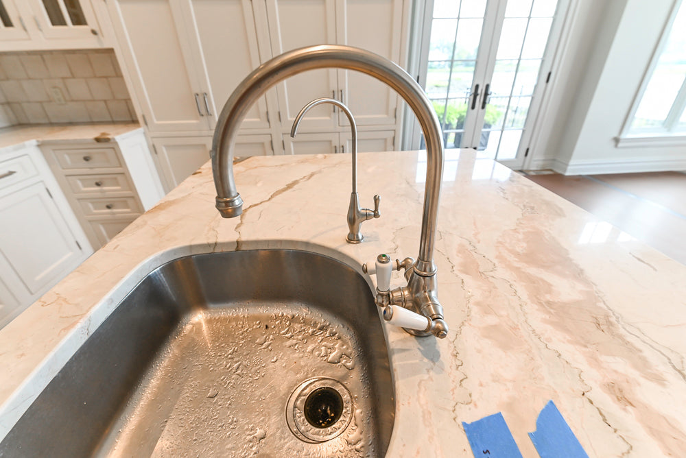 Traditional All-White Quartz Kitchen with Island
