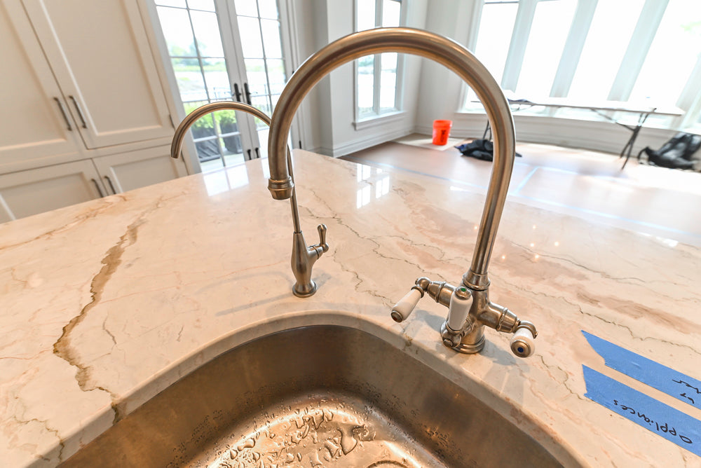 Traditional All-White Quartz Kitchen with Island