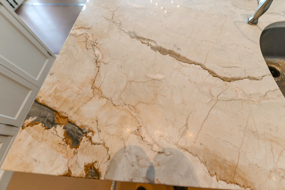 Traditional All-White Quartz Kitchen with Island