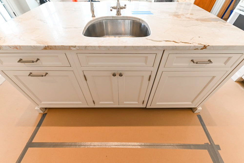 Traditional All-White Quartz Kitchen with Island