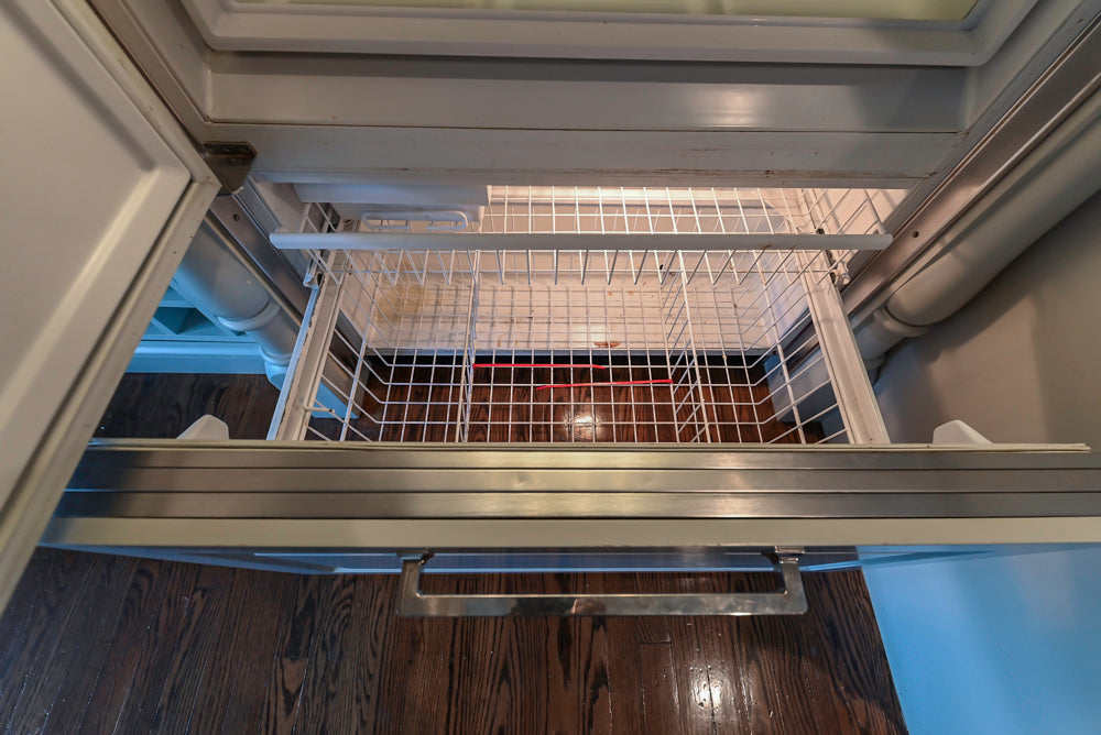 Traditional White Kitchen with Blue Island & Appliances