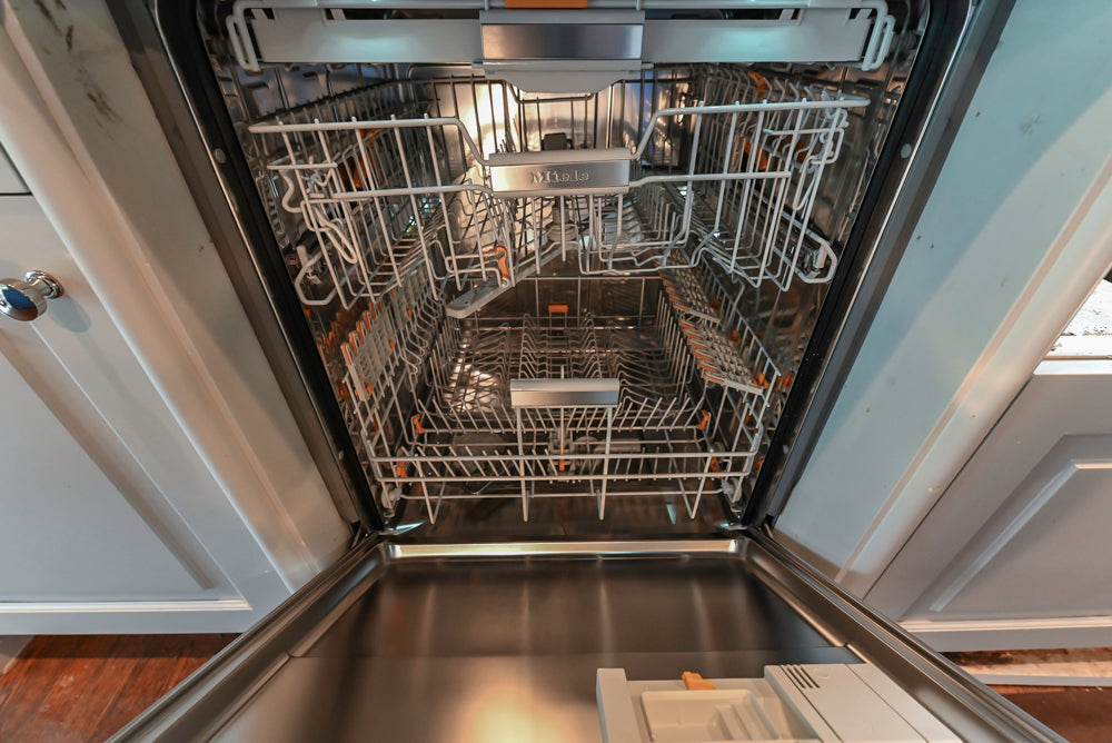 Traditional White Kitchen with Blue Island & Appliances