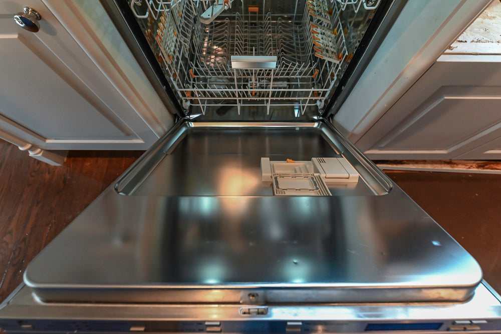 Traditional White Kitchen with Blue Island & Appliances