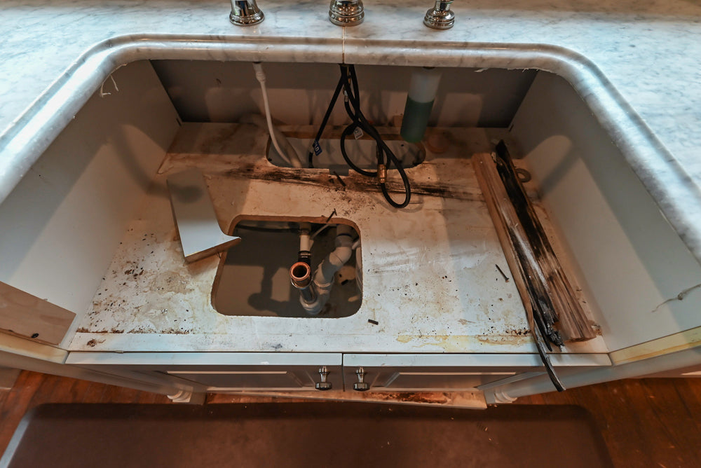Traditional White Kitchen with Blue Island & Appliances