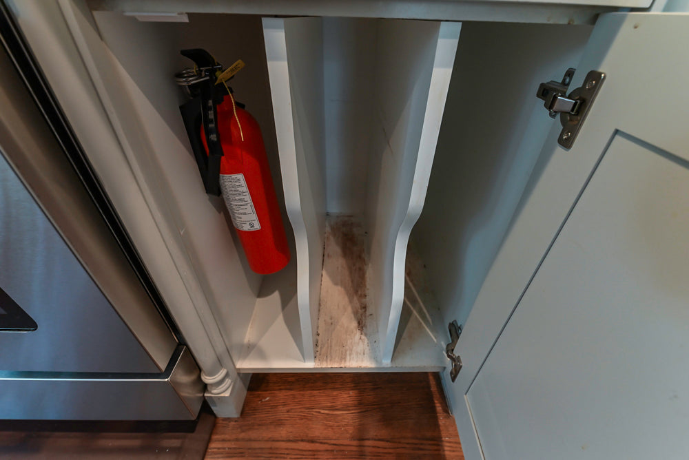 Traditional White Kitchen with Blue Island & Appliances