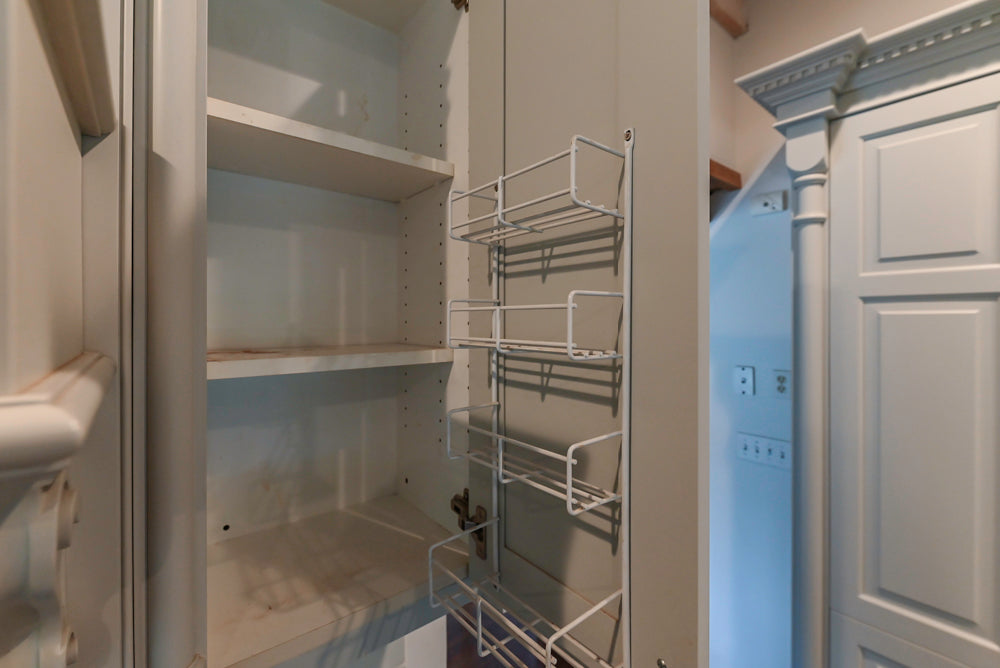 Traditional White Kitchen with Blue Island & Appliances