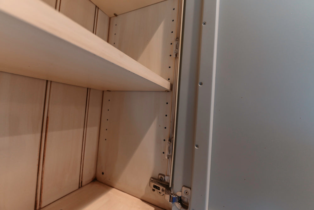 Traditional White Kitchen with Blue Island & Appliances