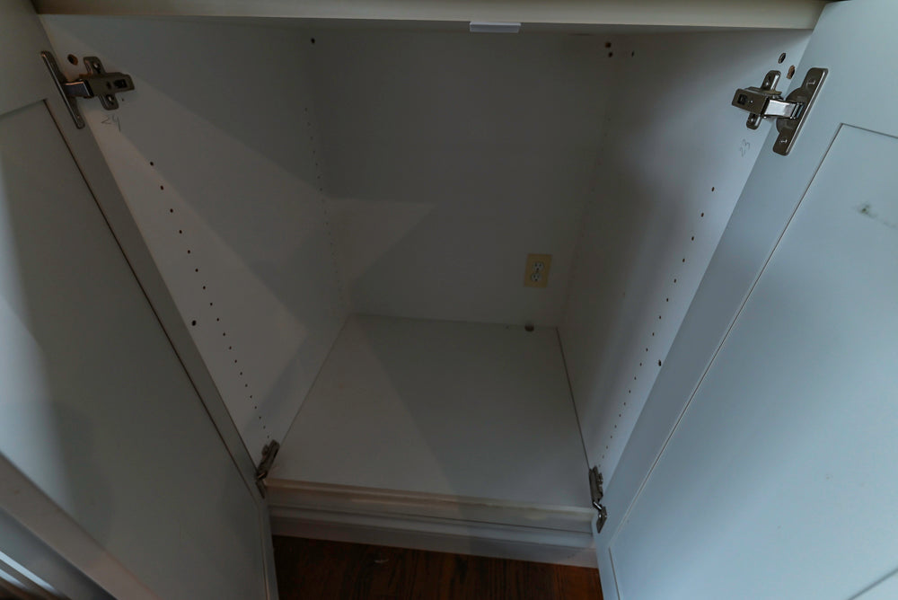 Traditional White Kitchen with Blue Island & Appliances