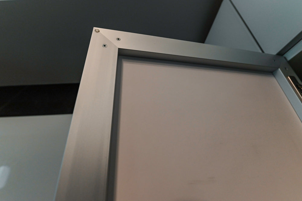 Cesar Modern Glossy White Kitchen with Black Granite Countertops & Appliances