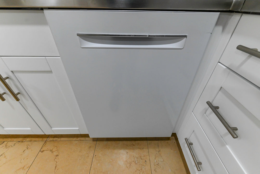 Heritage Transitional White Kitchen with Island and Stainless Steel Appliances
