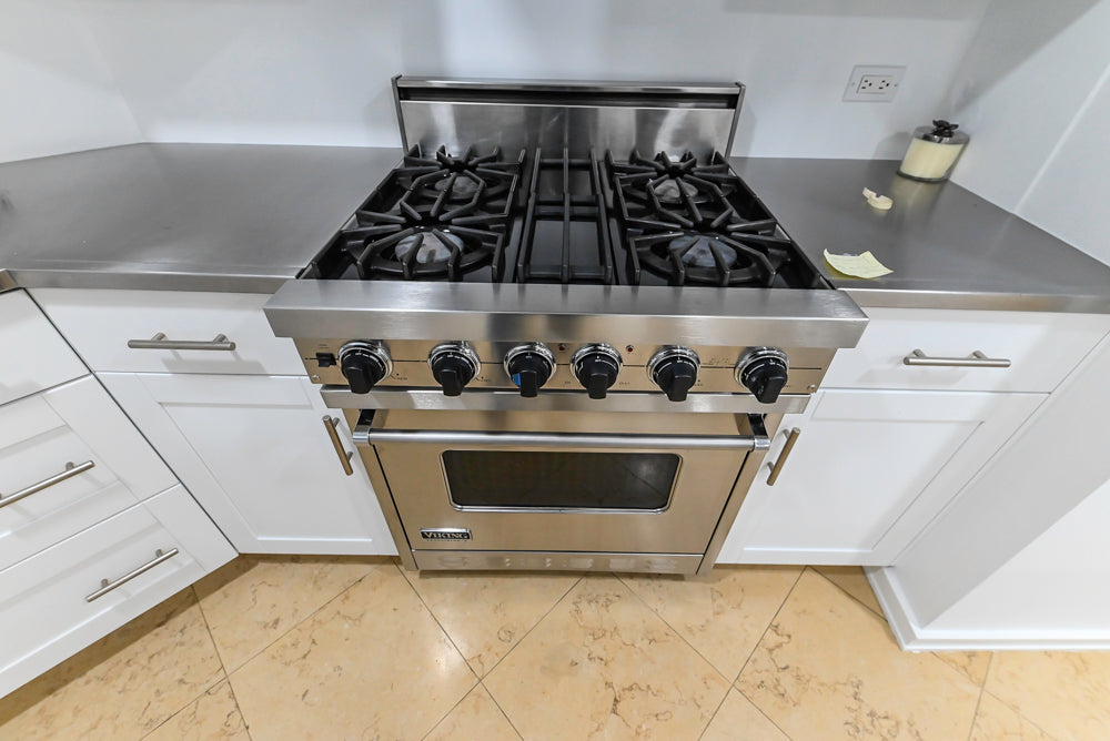 Heritage Transitional White Kitchen with Island and Stainless Steel Appliances