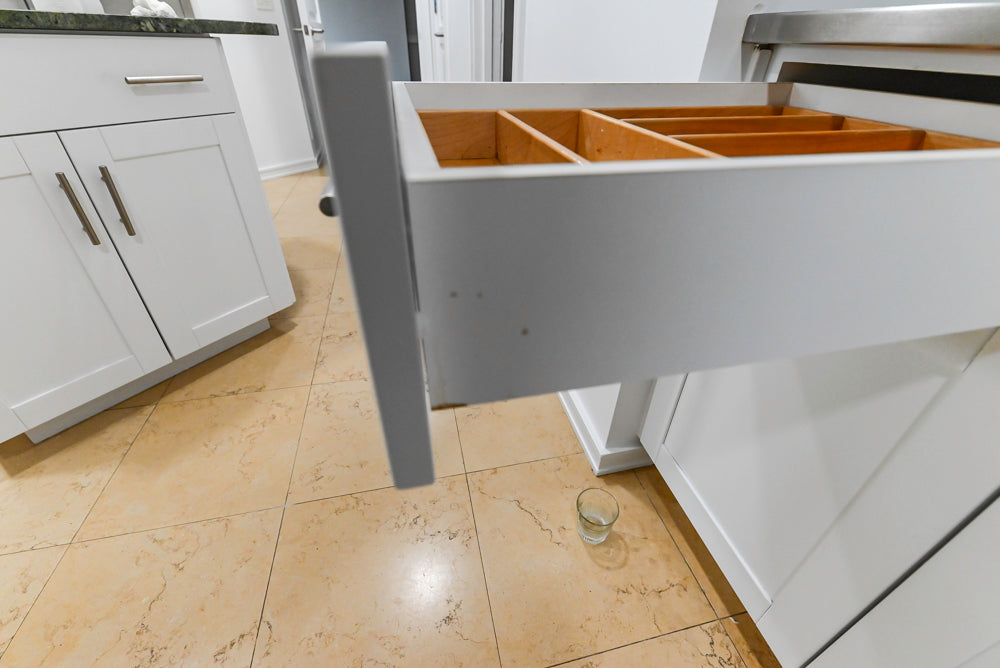 Heritage Transitional White Kitchen with Island and Stainless Steel Appliances