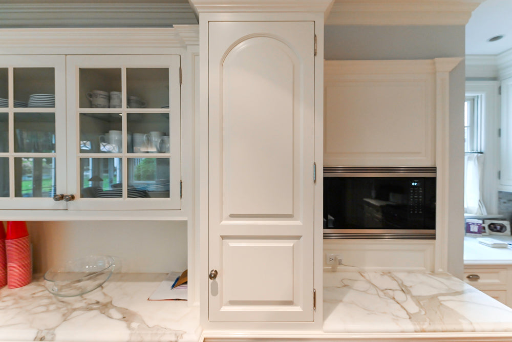 Pristine Premier: Traditional White Kitchen with Marble Island & Appliances