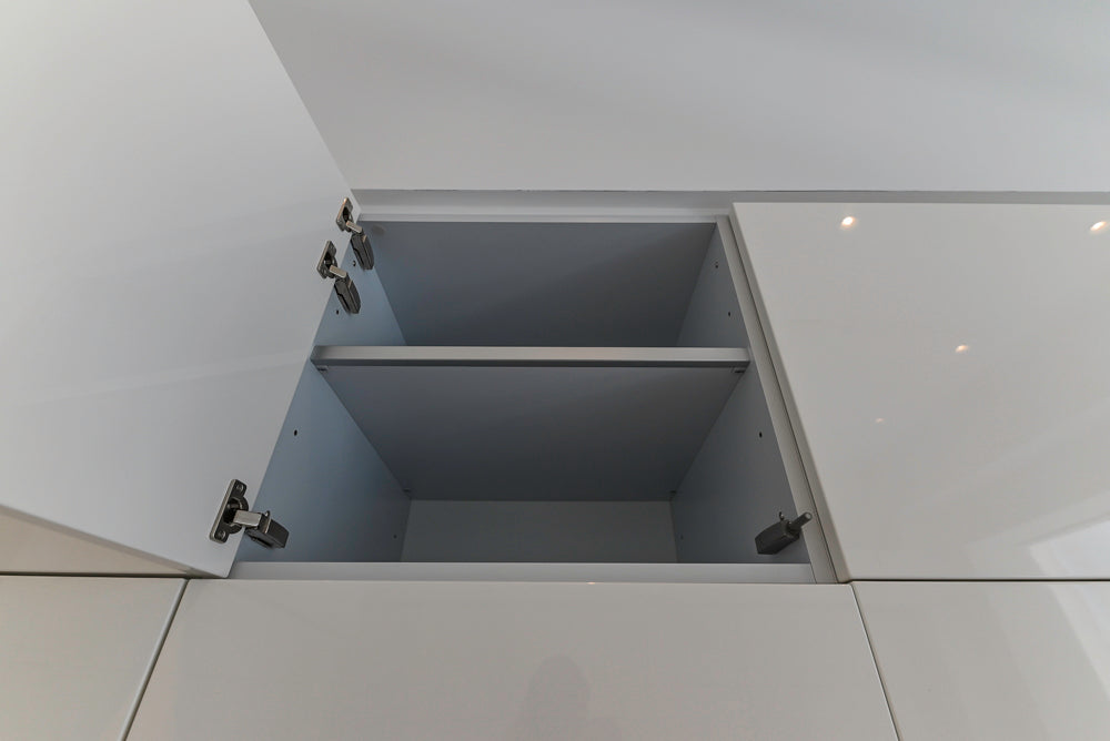 Aran Cucine Modern Glossy White Kitchen with Island, Marble Countertops & Miele Appliances