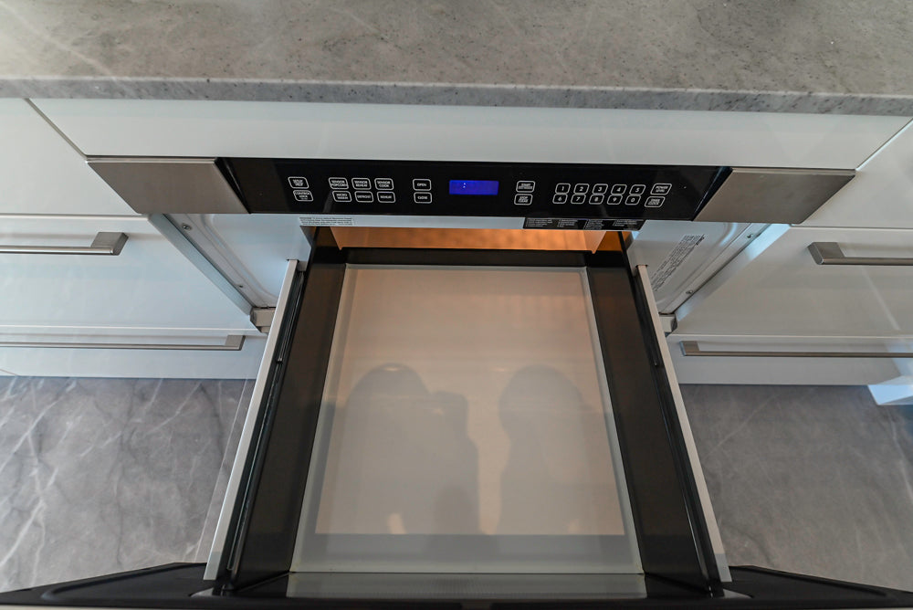 Aran Cucine Modern Glossy White Kitchen with Island, Marble Countertops & Miele Appliances