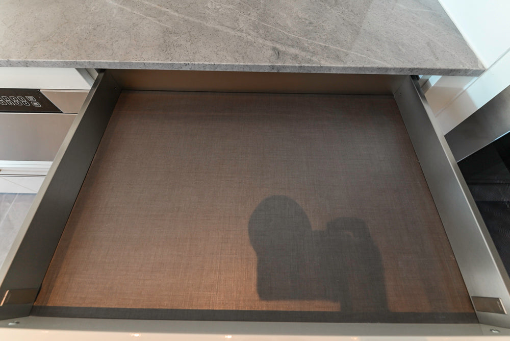 Aran Cucine Modern Glossy White Kitchen with Island, Marble Countertops & Miele Appliances