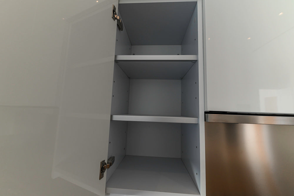 Aran Cucine Modern Glossy White Kitchen with Island, Marble Countertops & Miele Appliances