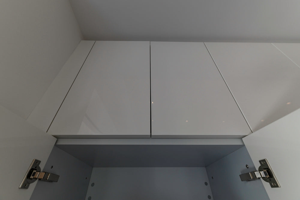 Aran Cucine Modern Glossy White Kitchen with Island, Marble Countertops & Miele Appliances