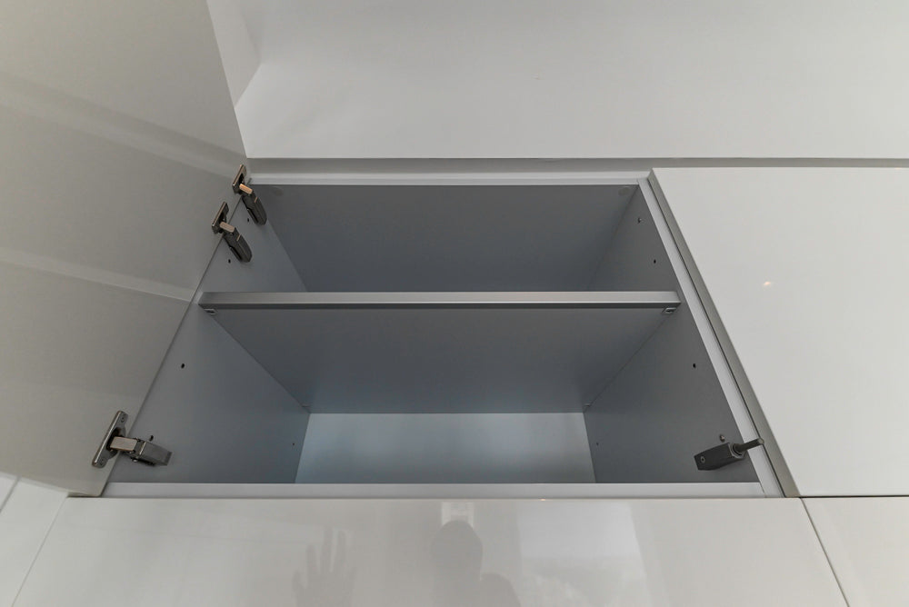 Aran Cucine Modern Glossy White Kitchen with Island, Marble Countertops & Miele Appliances