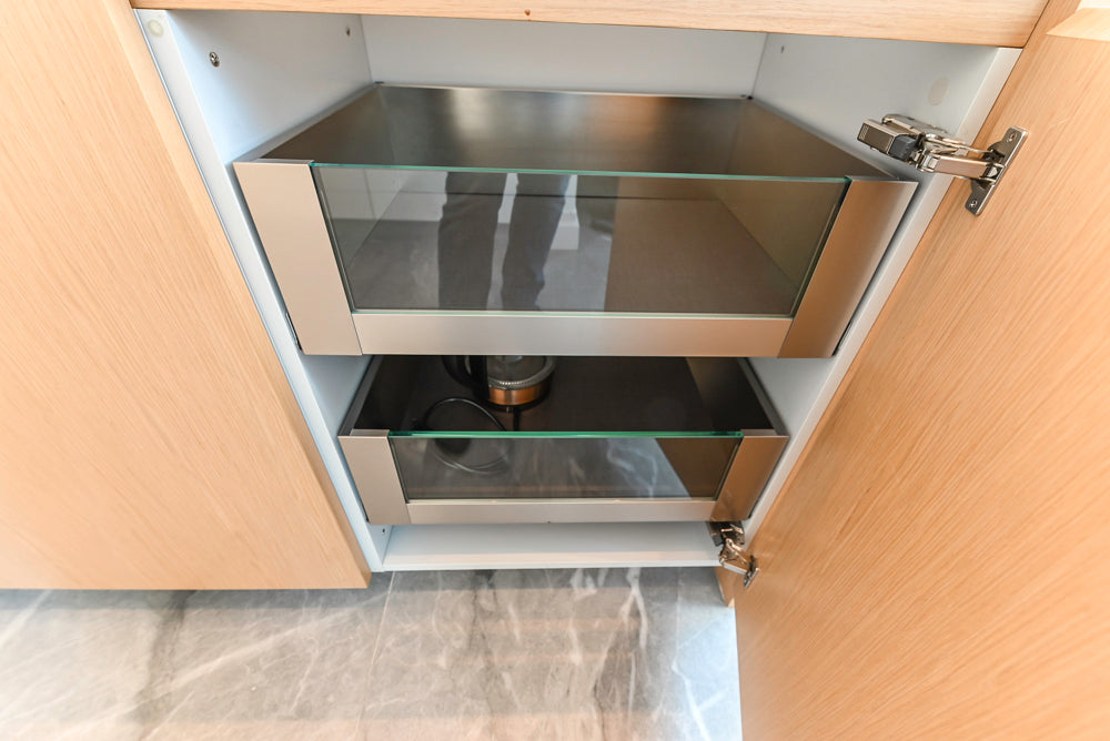 Aran Cucine Modern Glossy White Kitchen with Island, Marble Countertops & Miele Appliances