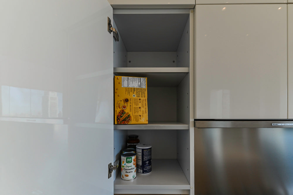 Aran Cucine Modern Glossy White Kitchen with Island, Marble Countertops & Miele Appliances