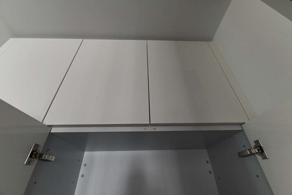 Modern Glossy White Wet Bar with Marble Countertops