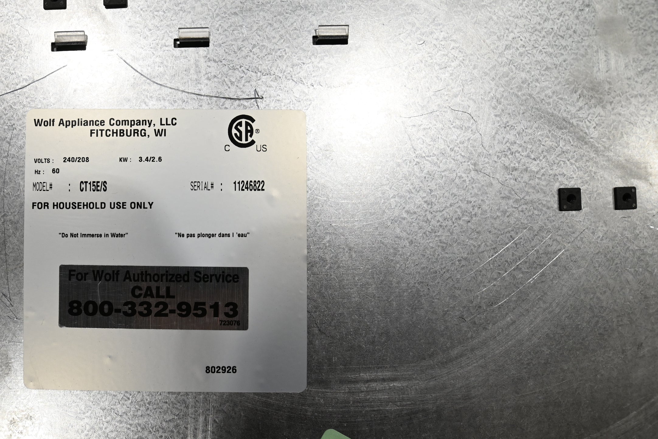 Wolf CT15E/S 15" Black Smoothtop Electric Cooktop