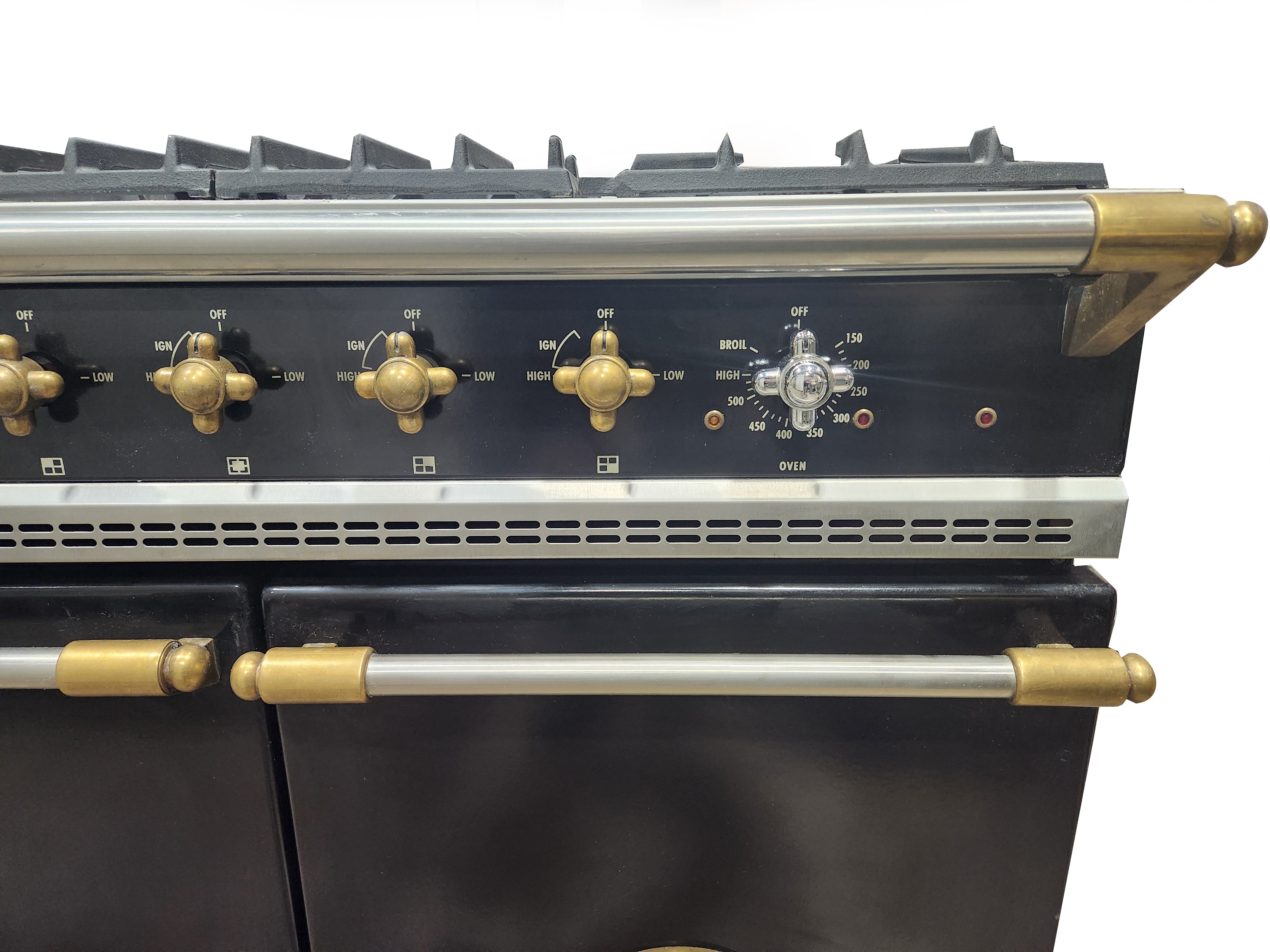 Lacanche Cluny LG1052GE 39 3/8" Black Dual Fuel Range with Brass Gold Accent Hardware