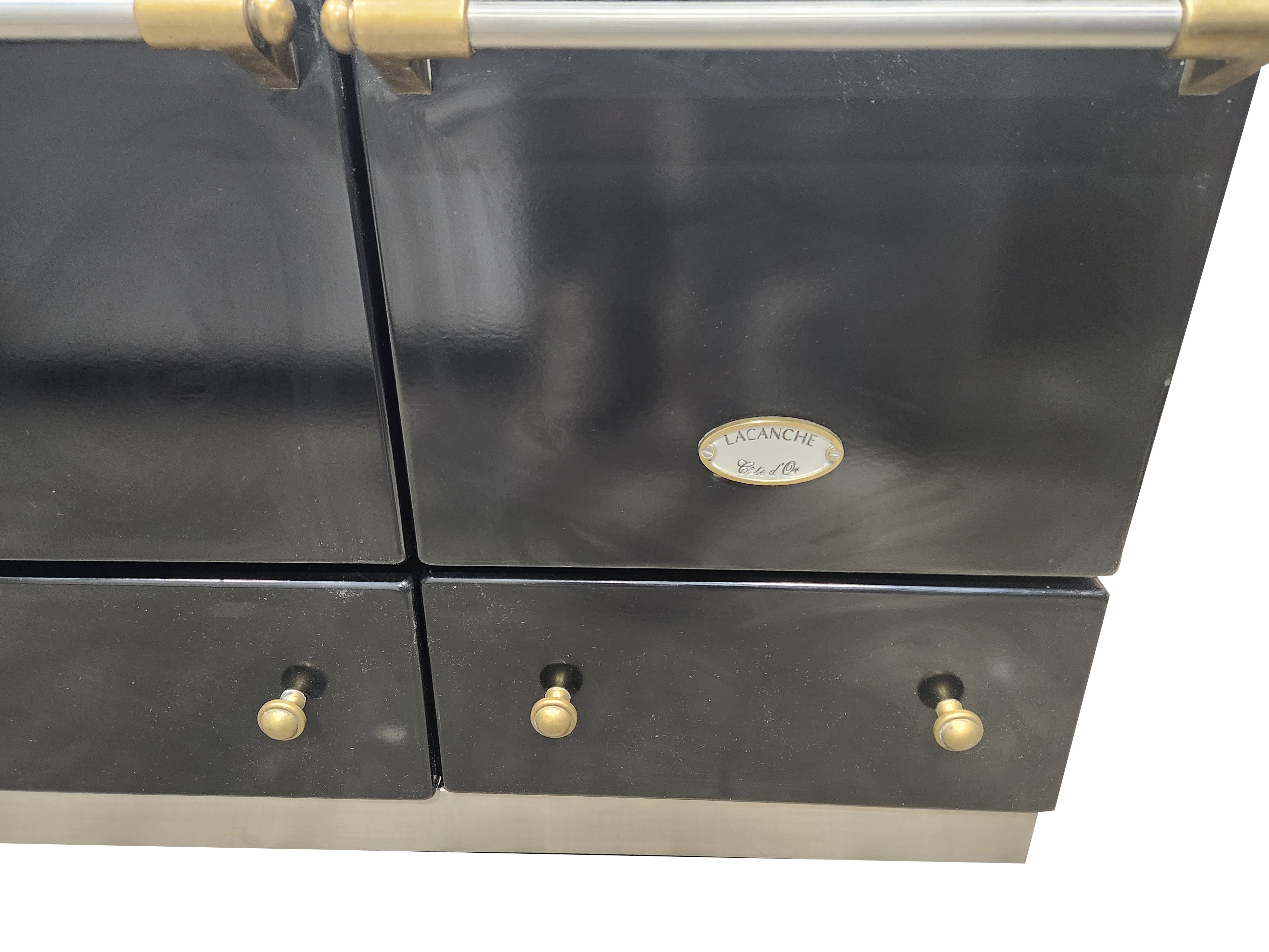 Lacanche Cluny LG1052GE 39 3/8" Black Dual Fuel Range with Brass Gold Accent Hardware