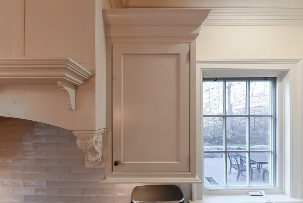 Traditional Large White Kitchen with Island, Desk Area & Appliances
