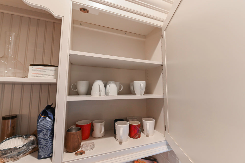 Traditional Large White Kitchen with Island, Desk Area & Appliances
