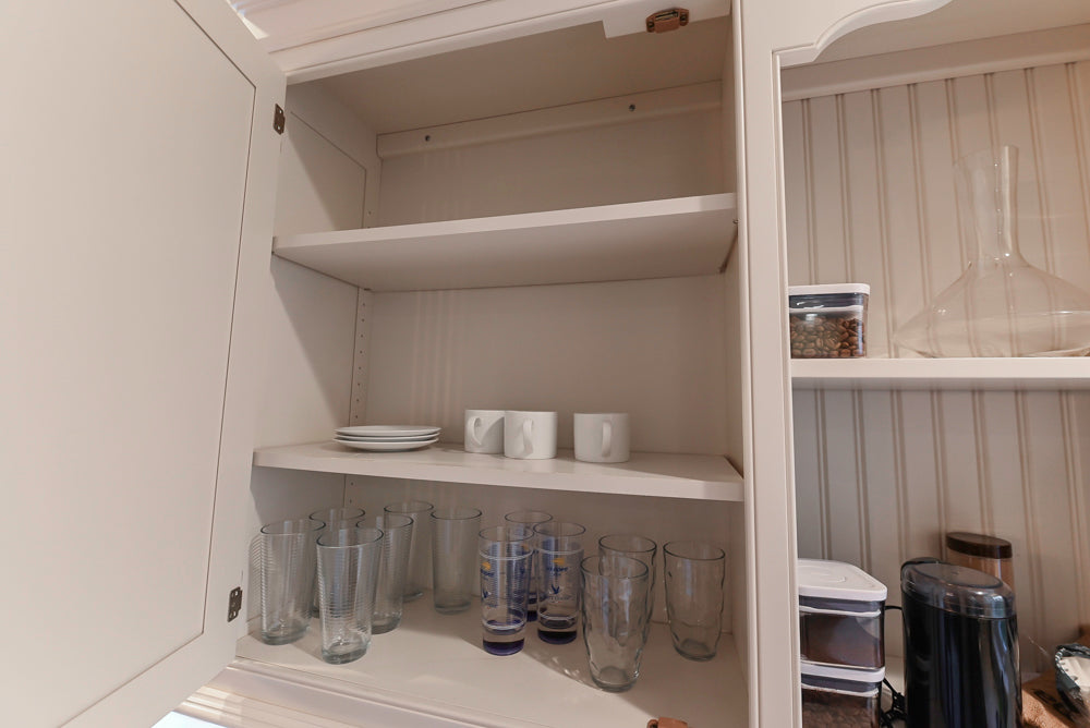 Traditional Large White Kitchen with Island, Desk Area & Appliances